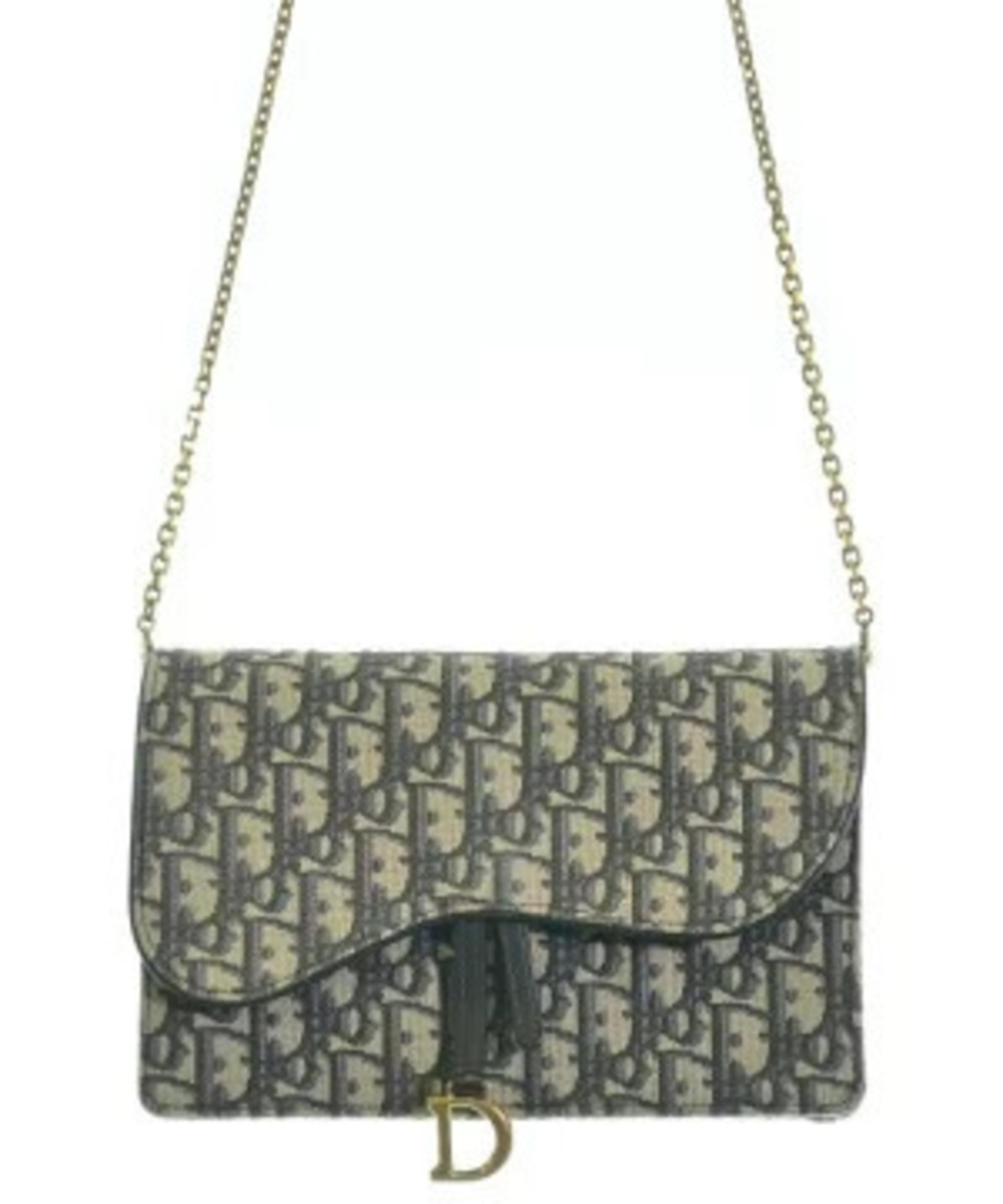 Christian Dior All Over Pattern Shoulder Bag Leather Beige Gray